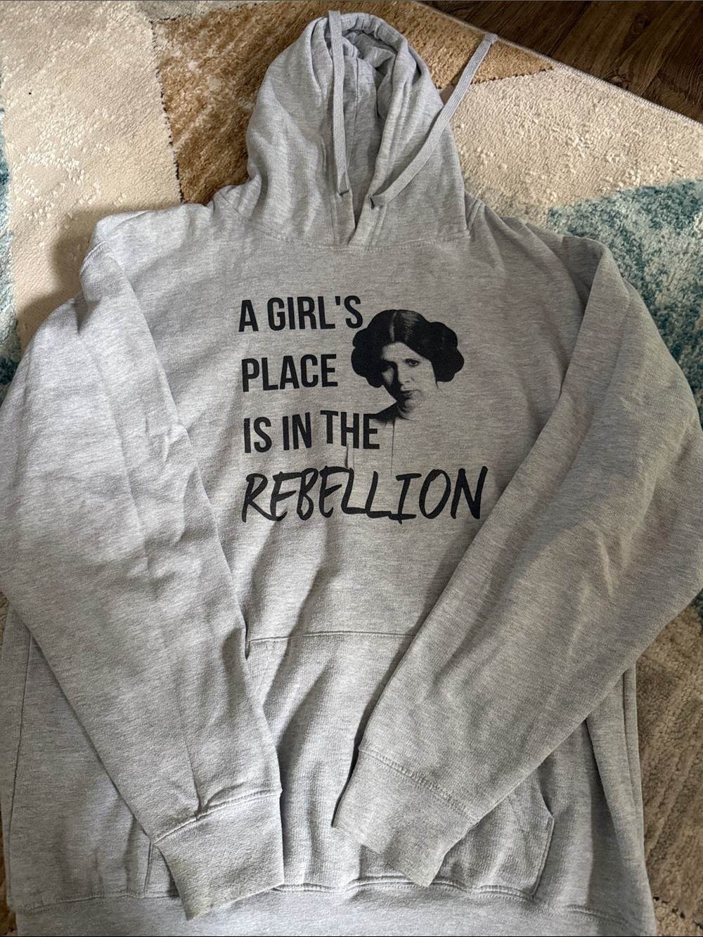 Grey Graphic Hoodie "A Girl's Place Is In The Rebellion"